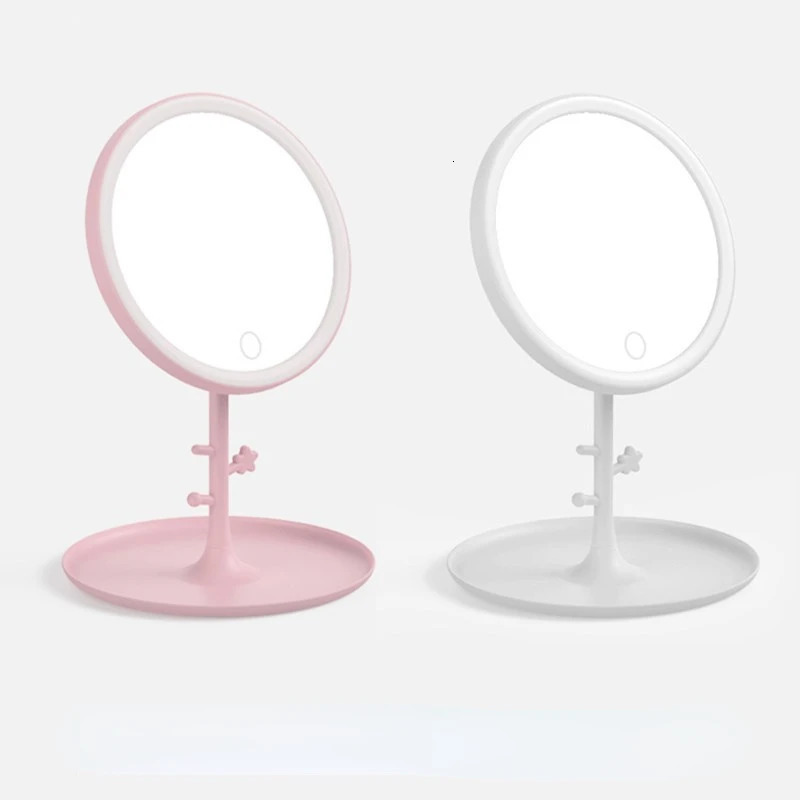 LED Touch Screen Makeup Mirror Folding Lighted 3 Colors Light Modes USB Rechargeable Cosmetic Tools 241024