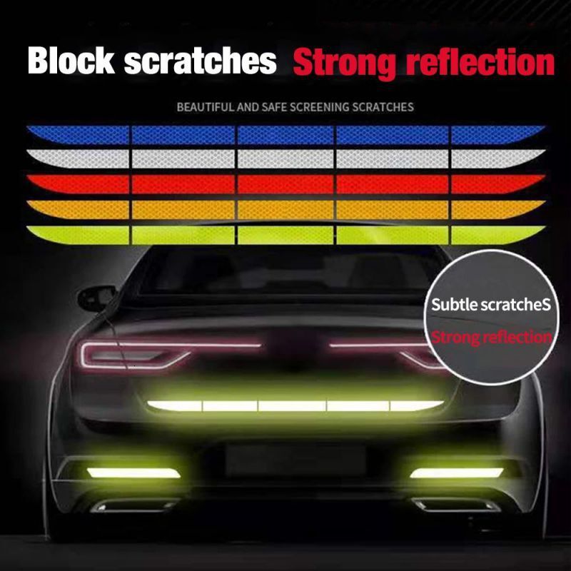 New Wheel Hub Reflective Stripes Door Handle Safety Car Rear Warning Tape Automobile Sticker Exterior Accessorie