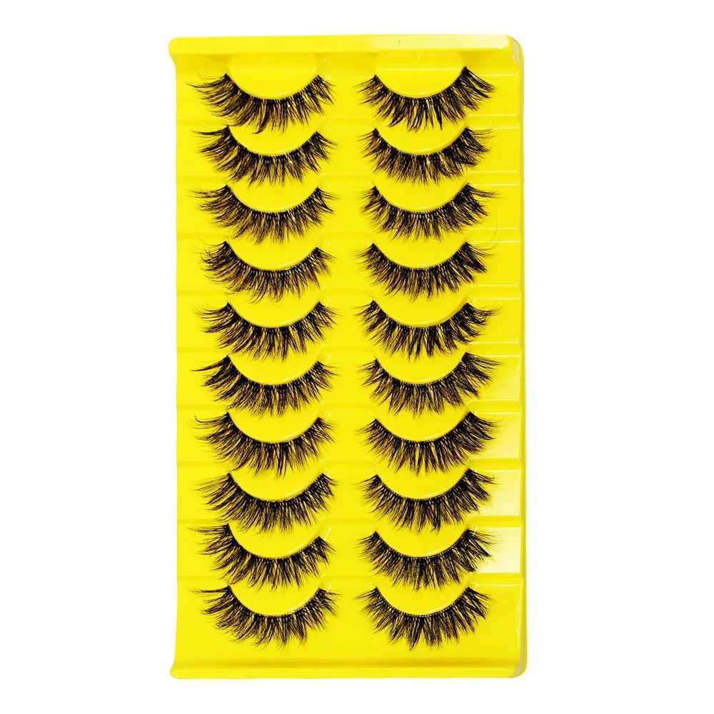 10 pairs of transparent eyelashes with natural Wispy fluffy appearance Russian striped eyelashes 3D effect cat extended false eyelashesW241024