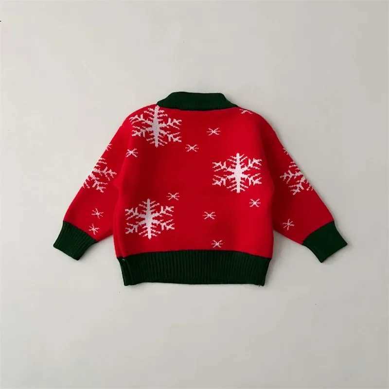 1-6 year unisex childrens Christmas knitted sweater with long sleeves reindeer embroidery latte art knitted for babies and boys W241025