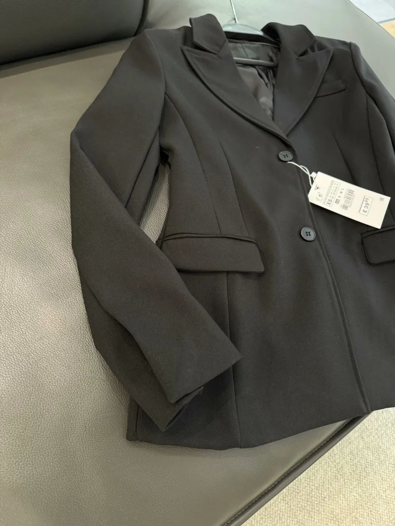 ZW Series Shoulder Padded Slim Fit Suit Jacket For Women Traf Collection With Waist Cinching N Casual