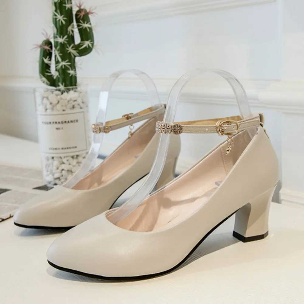 High Quality Womens High Heels Spring/Summer Thick High Heels Comfortable Fi Womens Shoes Cute Buckle High Heels Size 34-41 T241024
