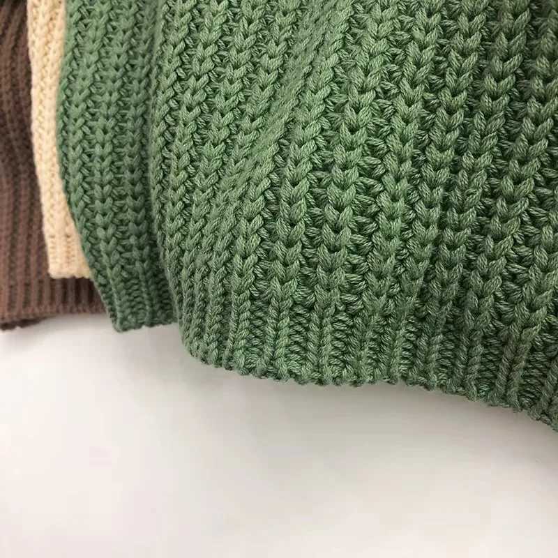 New Boys and Girls Knitted Zipper Childrens Winter Top Cotton Oversized Sweater Casual Short Cable Knitted Baby Kintwear Clothing W241025