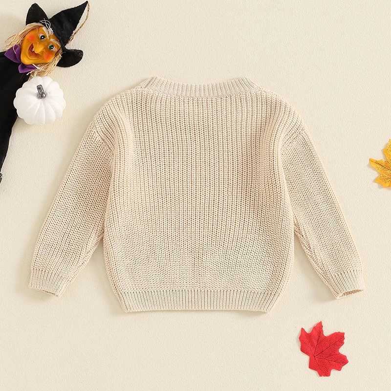 0-6-year-old baby Halloween sweater pumpkin ghost print long sleeved floral knit top suitable for baby boys and girls winter and autumn sweaters W2410