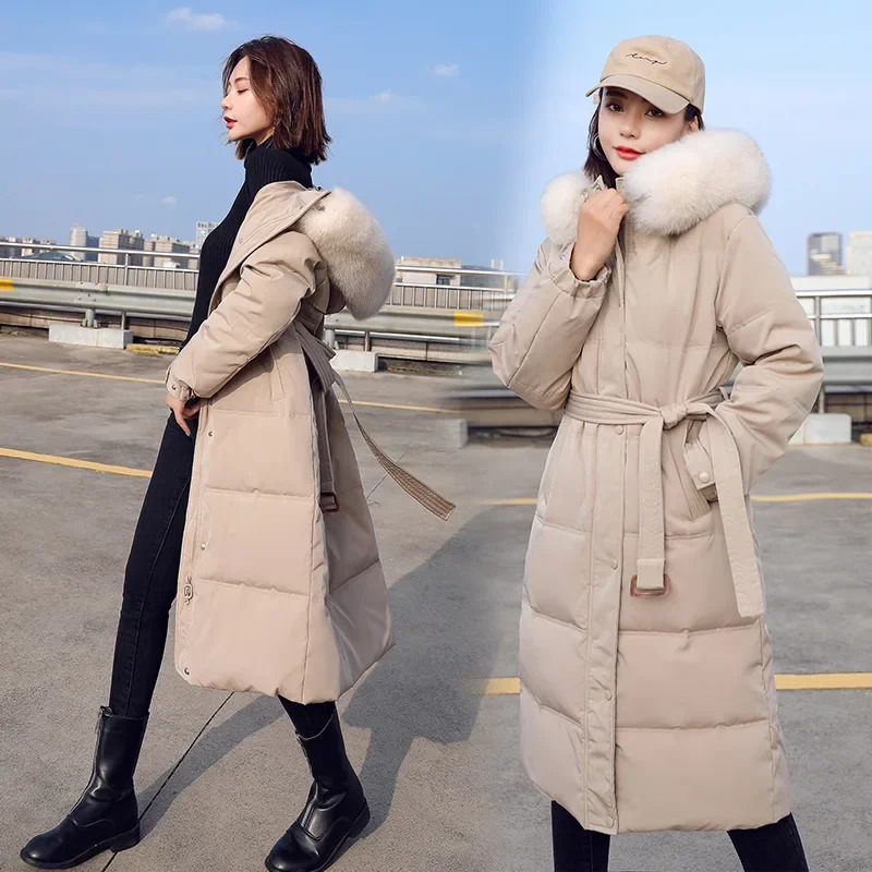 Parkas for Women Fall Winter Fashion Long Sleeve Thicken Warm Jackets Chic Fur Collar Solid Loose Coats 241021