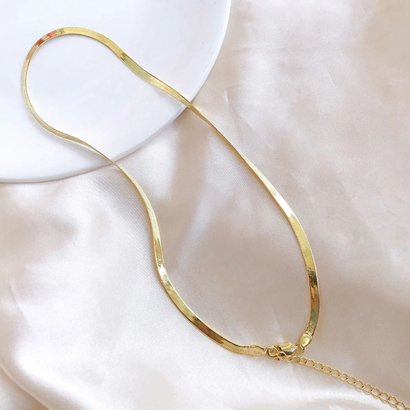 Exquisite Real Gold Sier Plated Choker Necklace Stainless Steel Snake Chain Necklaces For Women Ladies Fine Wedding Jewelry Gift Accessory