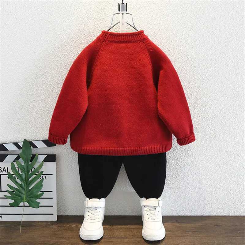 Boys sweaters wool jackets childrens tops knitted 2024 cartoon thick warm winter autumn latte art Christmas gifts sports childrens clothing W241025