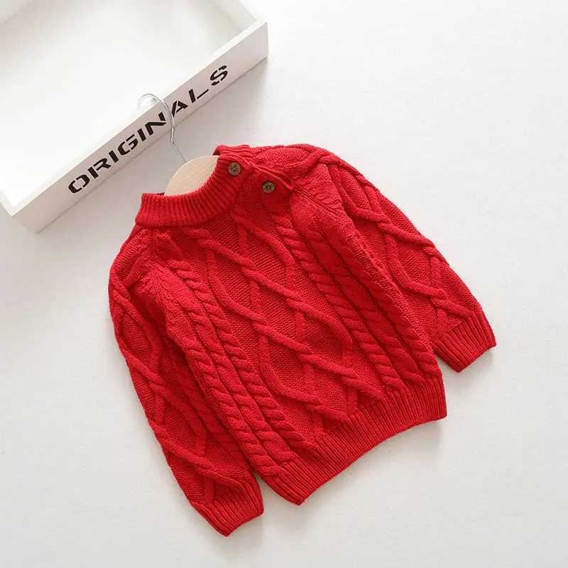 Newborn Girl Autumn Sweater Candy Color Thick Warm Knitted Sweater Baby Girl Cotton Agar Children Turtle Neck Sweater W241025