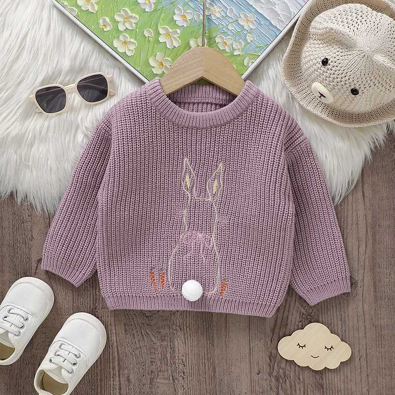 1-3Y autumn baby sweater winter newborn boys and girls round neck long sleeved knitted loose pull baby and toddler jumper W241025