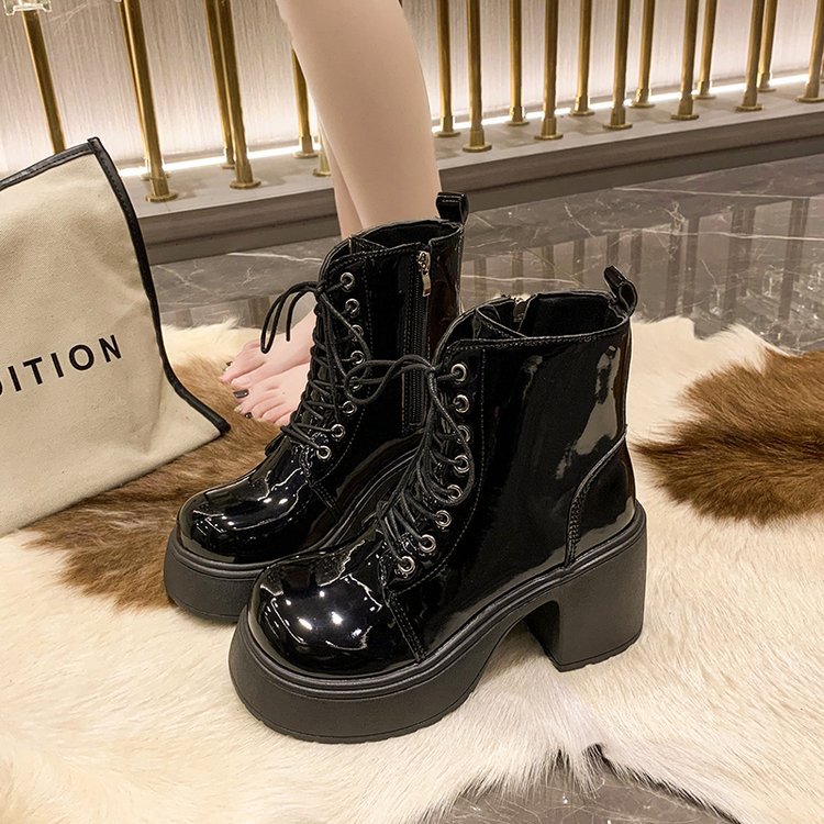 Women's Casual Leather High Heel Ankle Short Boots a64b