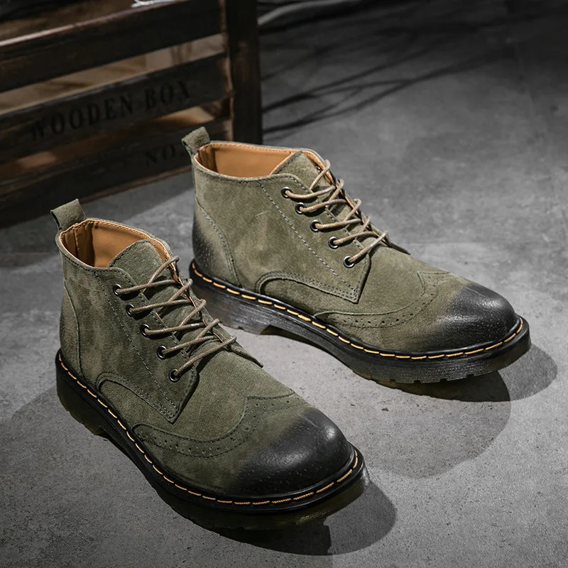 Leather mens shoes autumn and winter ankle boots fashion shoes lace shoes mens shoes high-quality retro mens shoes H243 241024