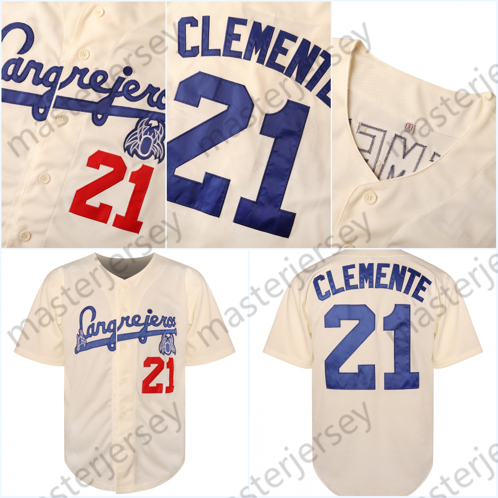 Mens Baseball Jerseys 21 Clemente Jersey Sweatshirt - Embroidered Loose Fit V-Neck Breathable In Stock Fast Shipping