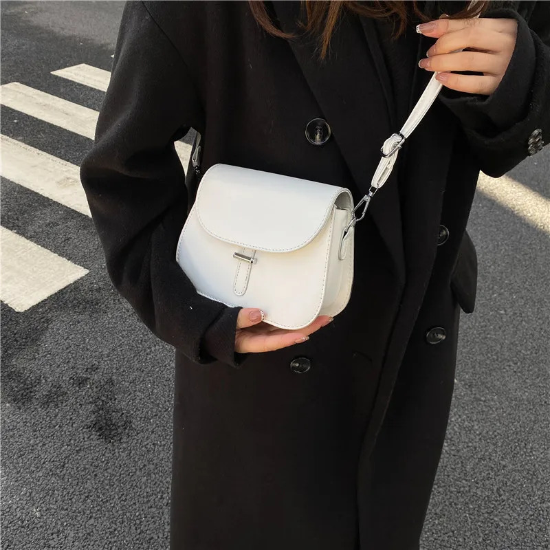 Fashion Women Crossbody Saddle Bag PU Leather Small Handbags Purses Retro Semicircle Messenger Bags Female Clutch Tote 241017