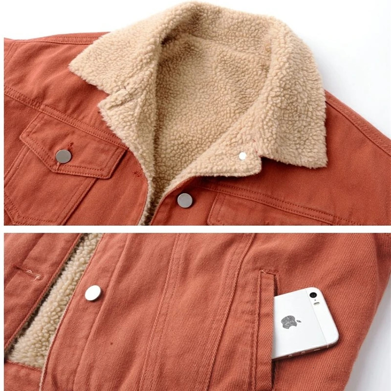 Winter Lamb Wool Thicken Denim Jacket Women Loose Oversized Casual Warm Jeans Coats Wear Long Sleeves Female Clothes Outerwear 241025