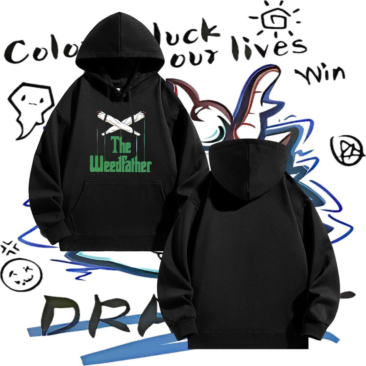 Free Shipping Men Hoodie Anime Printing Street Loose Men's Hooded Sweatshirt Long Sleeve Drawstring Black Khaki Blue Top Hoodie 350g Cotton