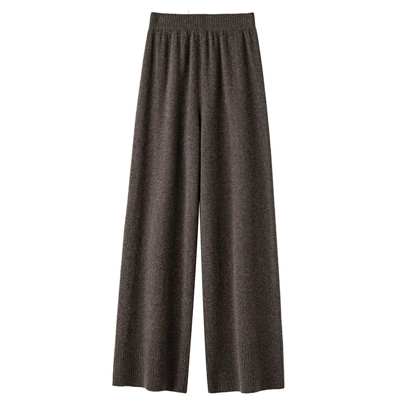 Women Wool Pants 100% Australian Wool Knitted Wide Leg Pant Winter Warm Long Trousers Pure Woolen Female Leggings JA01 241024