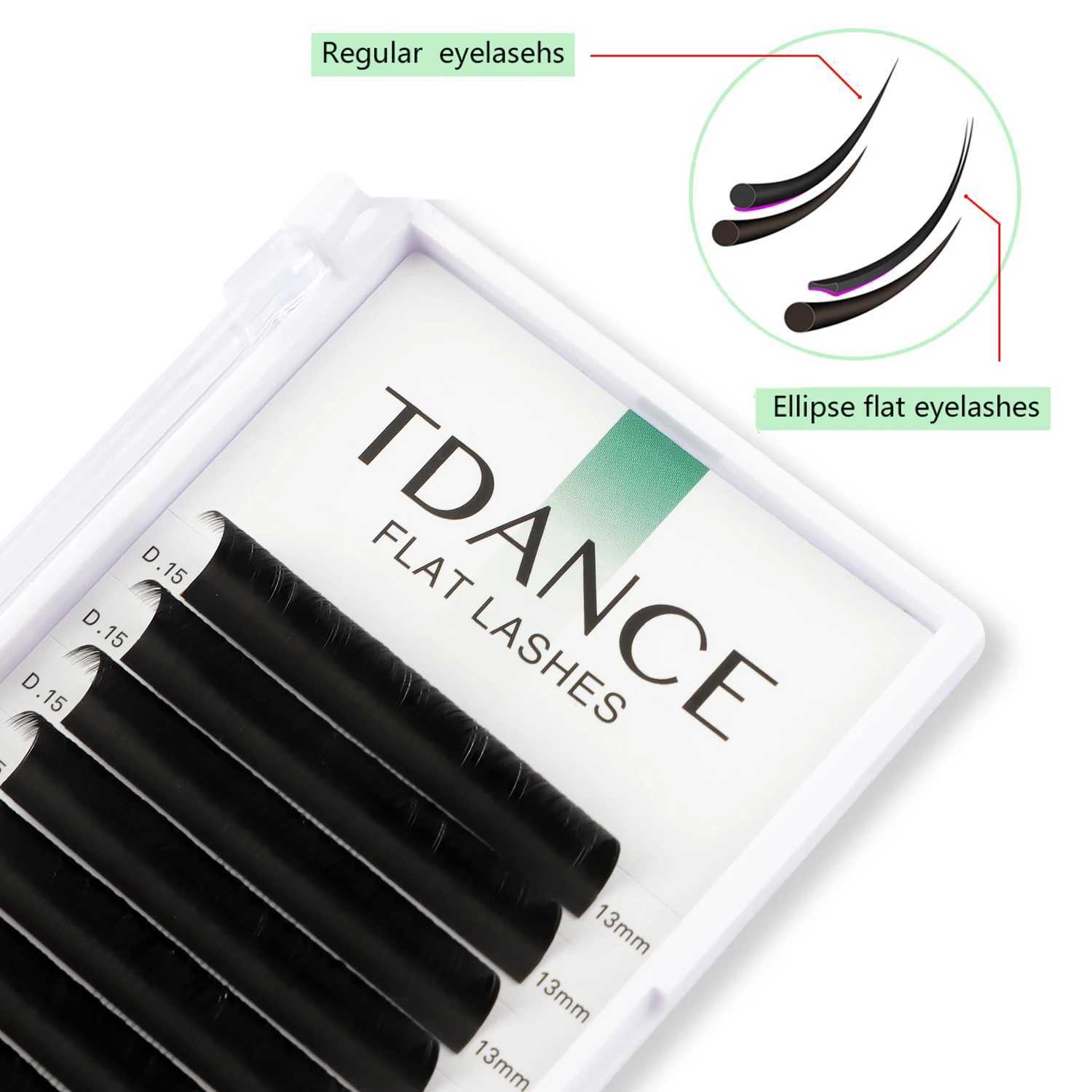 TDANCE 12 line 8-15mm elliptical flat eyelashes with matte split tip shape for personal natural eyelash extension suitable for professional productsW2