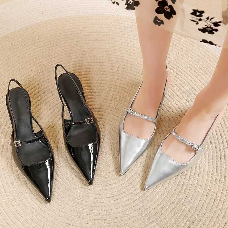 High Quality Summer low sandals womens leather set beige womens shoes high heels black comfortable new slim high heels T241024