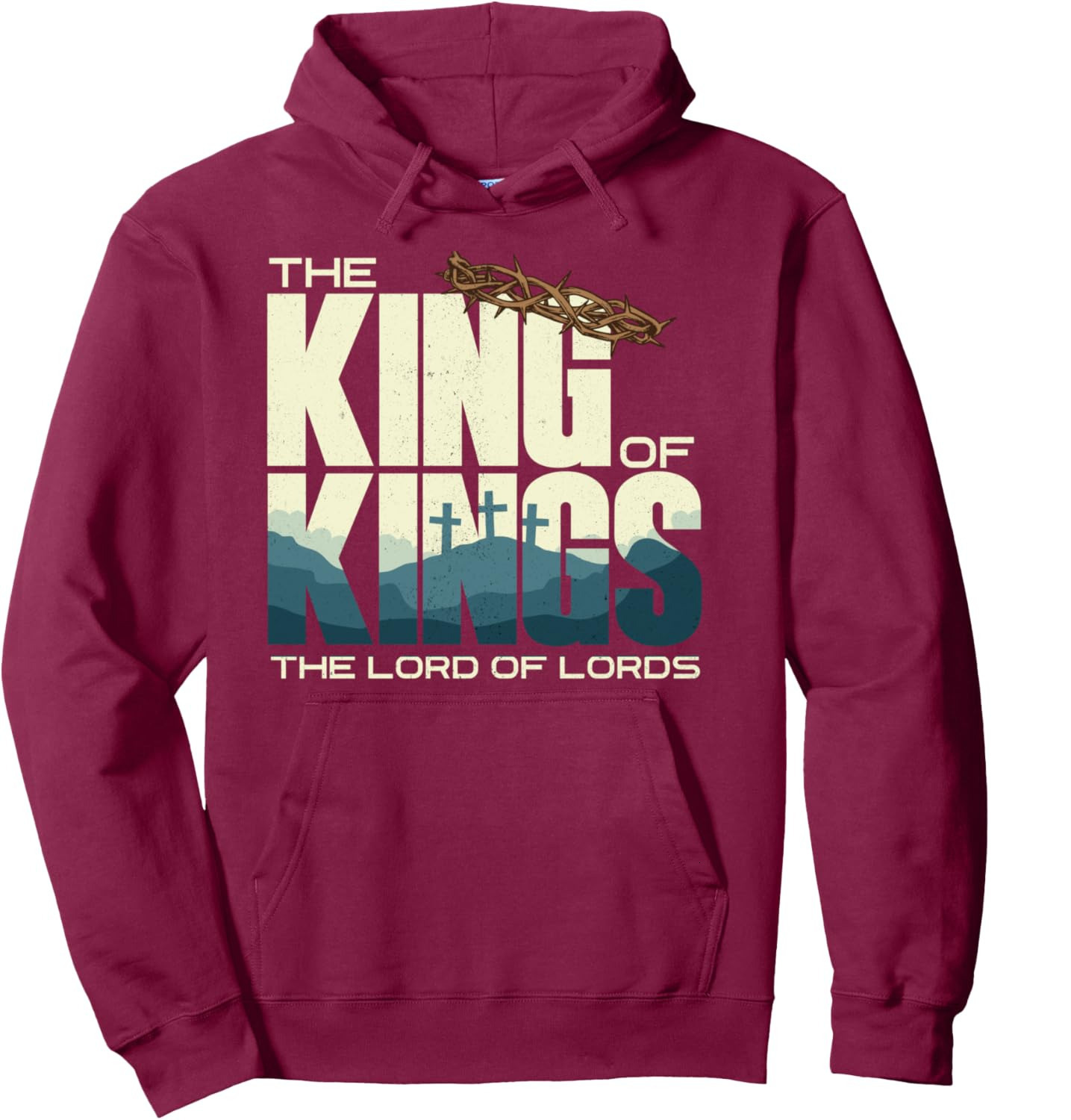 Hoodie for Mens Womens Jesus is the King of Kings Crucifixion Cross Crown Gospel Pullover Hoodie Graphic Hoodies sweatshirt Pullover Long Sleeve
