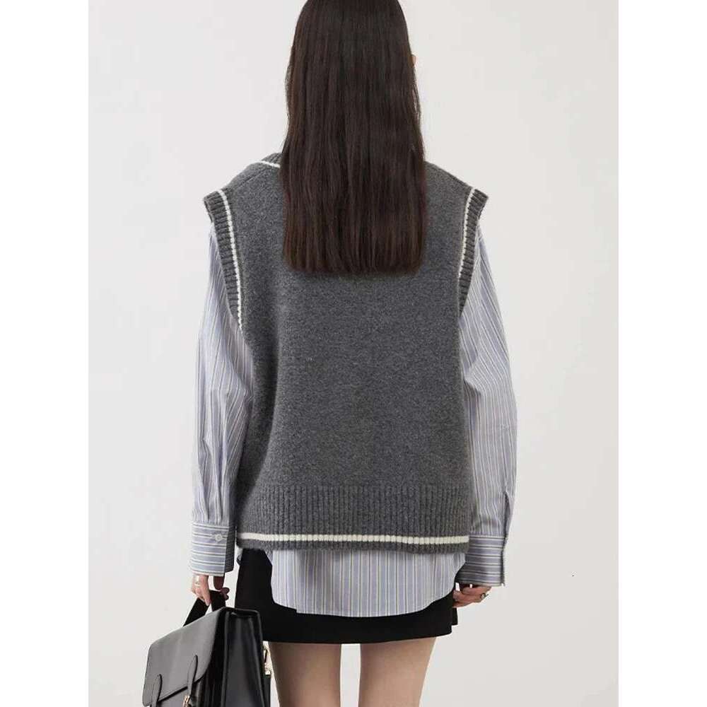 CHIC VEN Women's Sweaters Loose New Sleeveless Jumpers V-Neck Female Knitted Vest Spring Autumn 2024