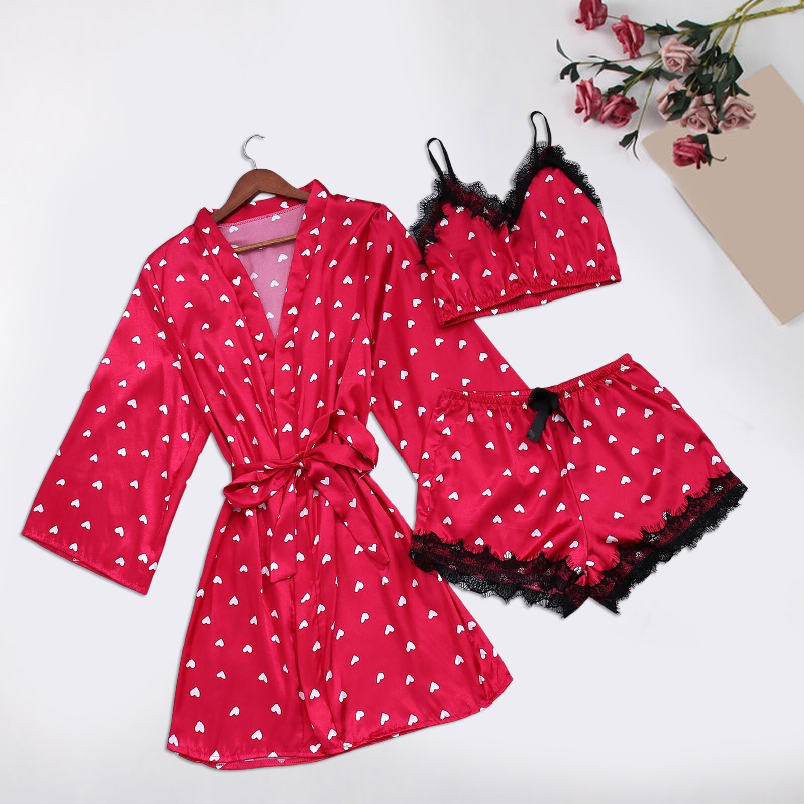 2025 New Designer PC Women s Sexy Lace Satin Pajamas Gerie Camisole Pajamas and Robes Pamas Set Pajamas fashion Home Clothes Pajamas