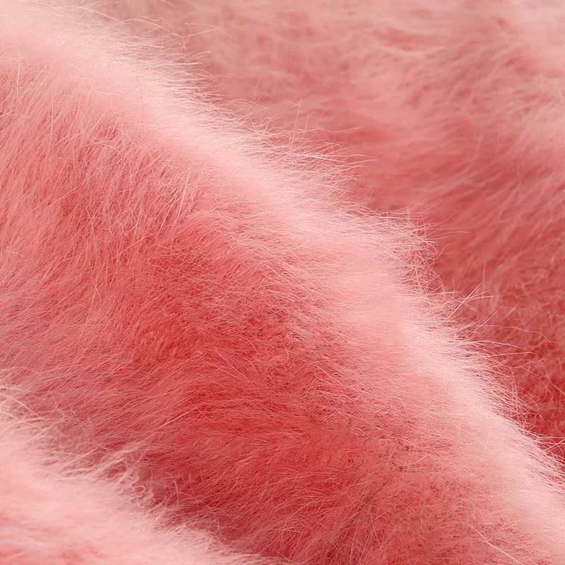 Gradient Rabbit Fur Fisherman Cap Beanies for Women Plus Velvet Warm Bucket Hat Winter Windproof Thickened Adjustable Basin HatsX241025