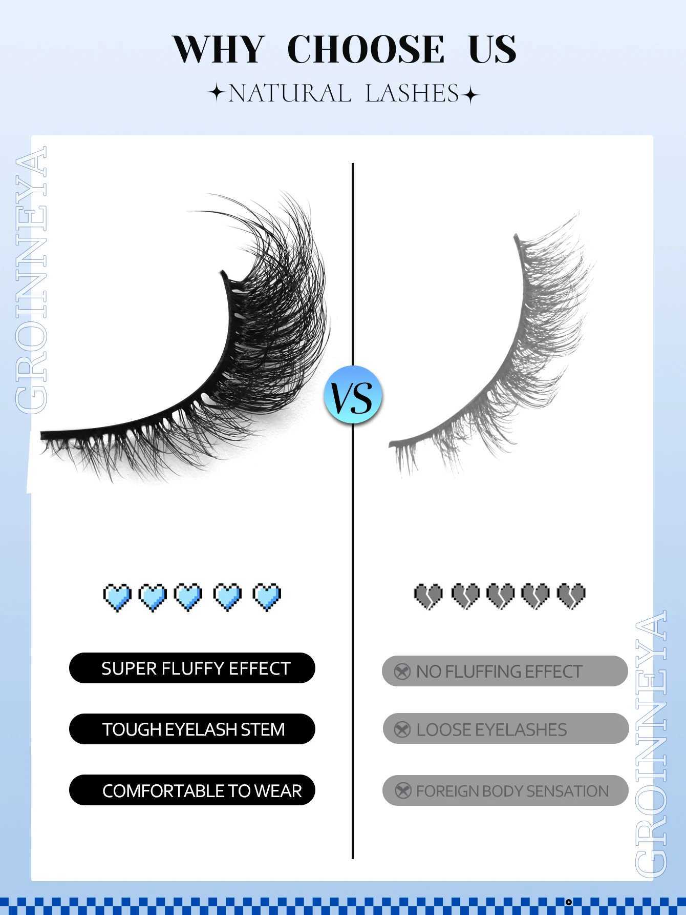 Groinneya feline eyelashes artificial mink eyelashes wingtip eyelashes long eyelashes long eyelashesW241024