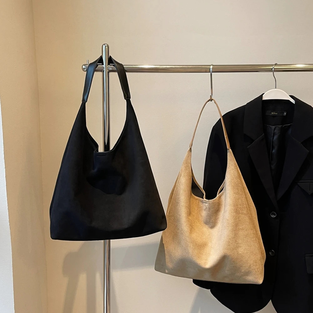Women Suede Bucket Bag Large Capacity Tote Trendy Retro Handbag Hobo for Work Travel Shopping 241021