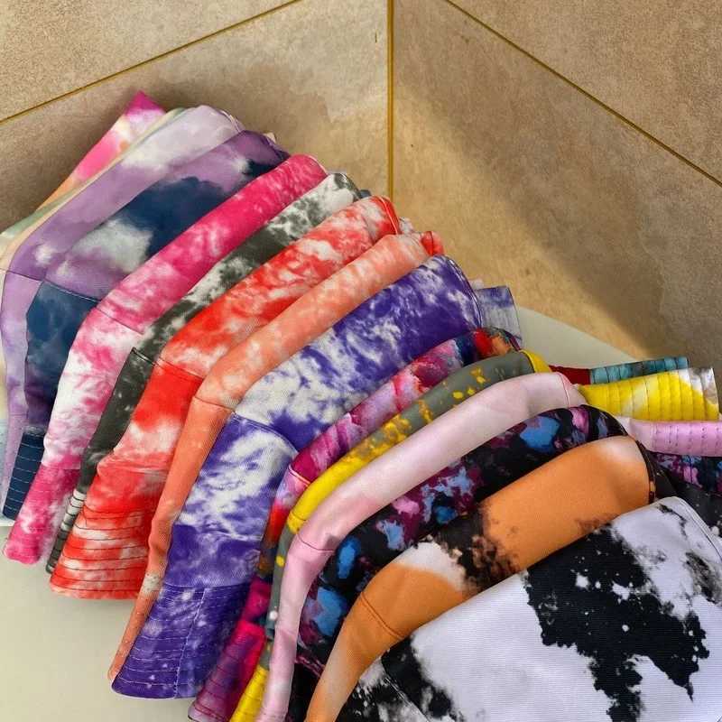 Zomer Tie Dye Bucket Hat for Men Women Reversible Fashion Hip Hop Hat Fisherman Bob Street Outdoor Travel Boys Girl Hat PanamaX241025