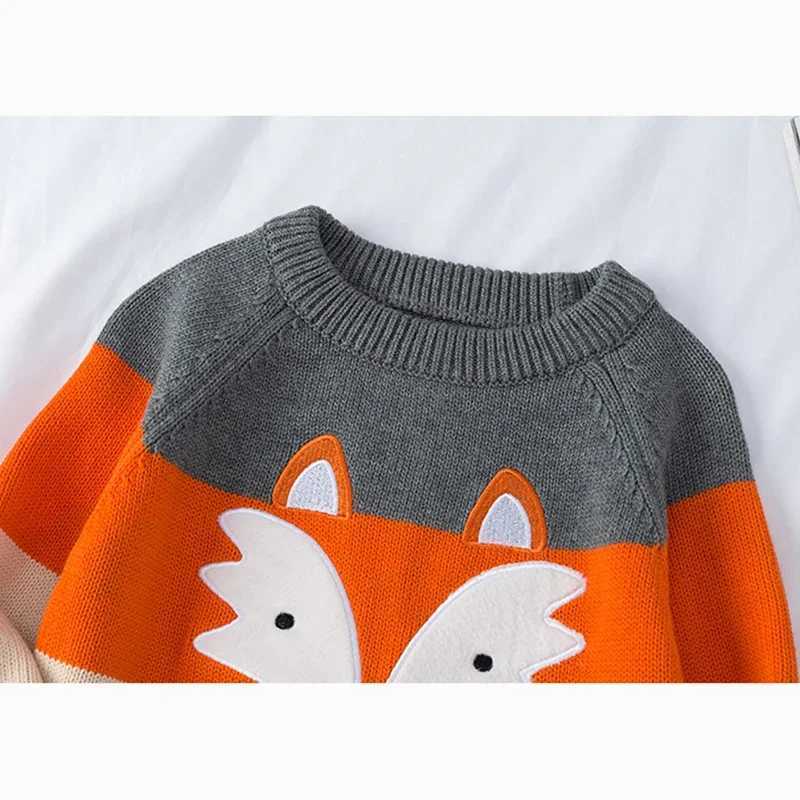 Autumn Baby Girls Boys Sweaters 1-7Y Kids Knitting Pullover Coat Tops Fox Sweater Baby Boys Girls Cartoon Long Sleeve Sweater W241025
