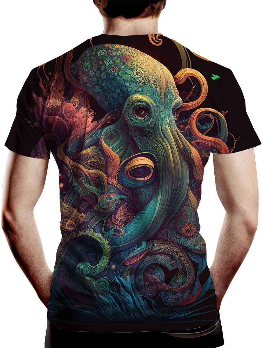 Mens T shirt Men's Novelty T Shirt Octopus Graphic Print Summer Fashion tee Casual tops summer clothes Hip hop trend
