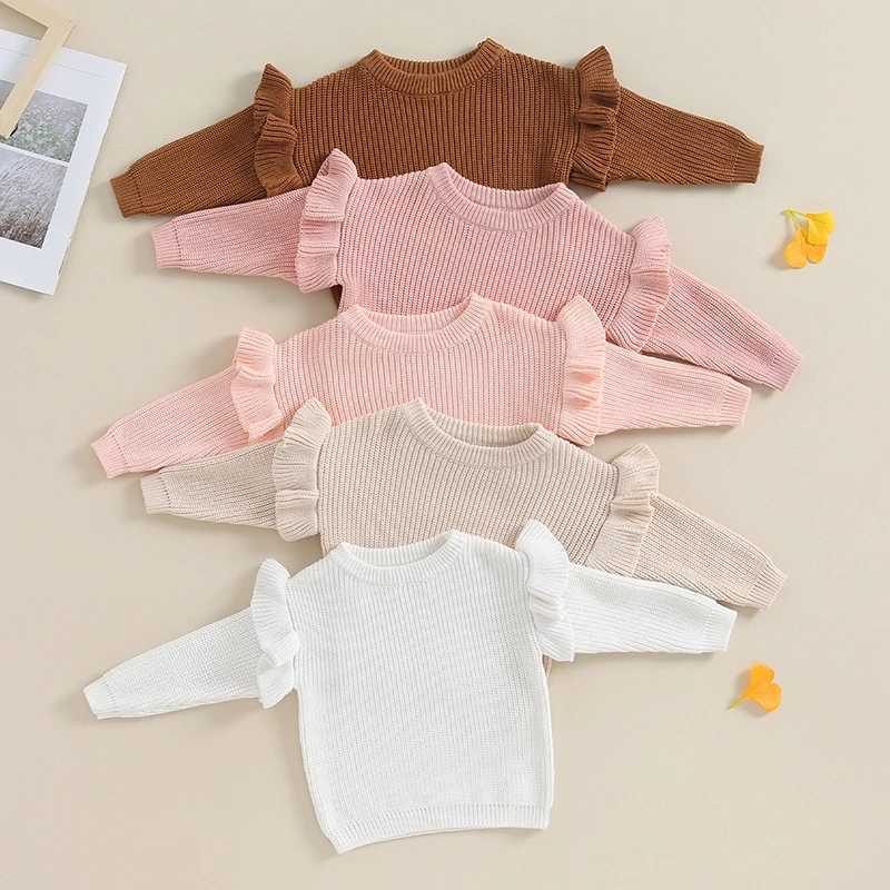 Baby solid color pleated sweater knitted autumn and winter baby clothing round neck childrens and young childrens zipper baby jacket W241025