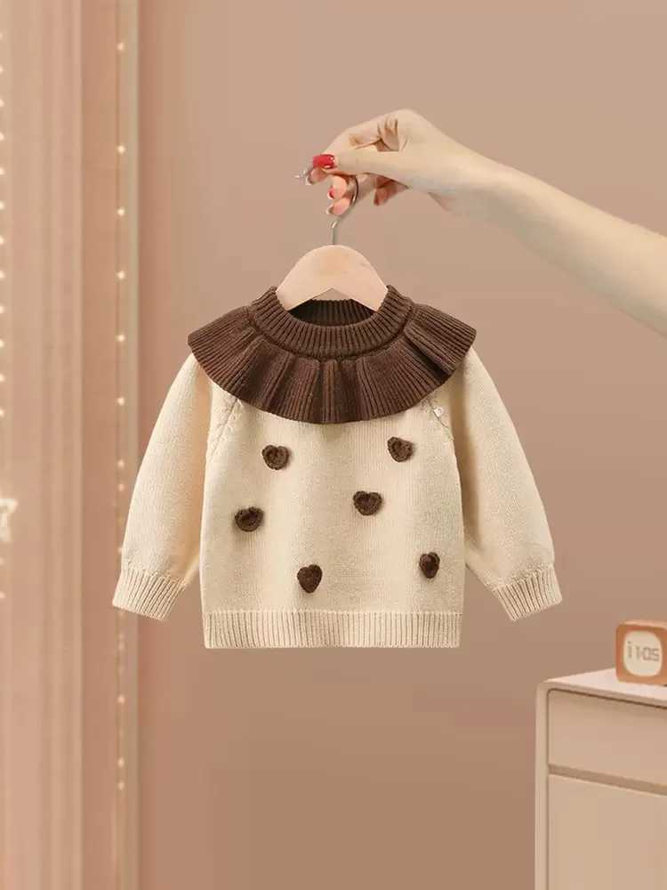 Girls autumn and winter baby girl knitted top 2024 new project fashionable thick coat suitable for little girls winter clothing W241025