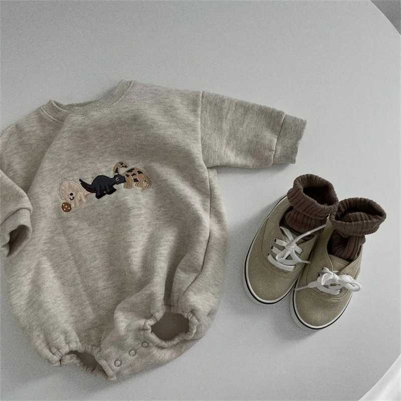 MILANCEL Baby Bodysuits Fur Lining Boys One Piece Toddler Girls Clothing Embroidery Baby ClothesXJ241025