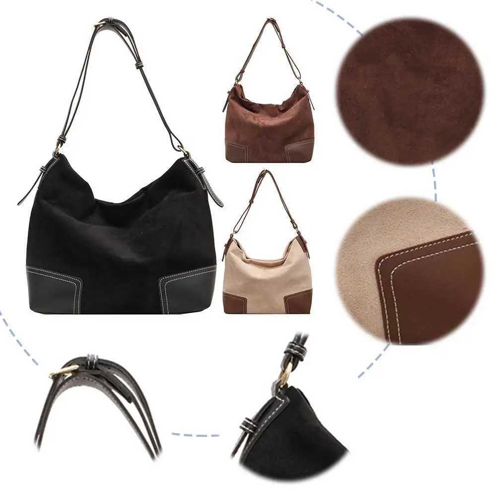 Women Suede Tote Bag Adjustable Strap Underarm with Interior Pocket Zipper Hobo for Work Travel 241025