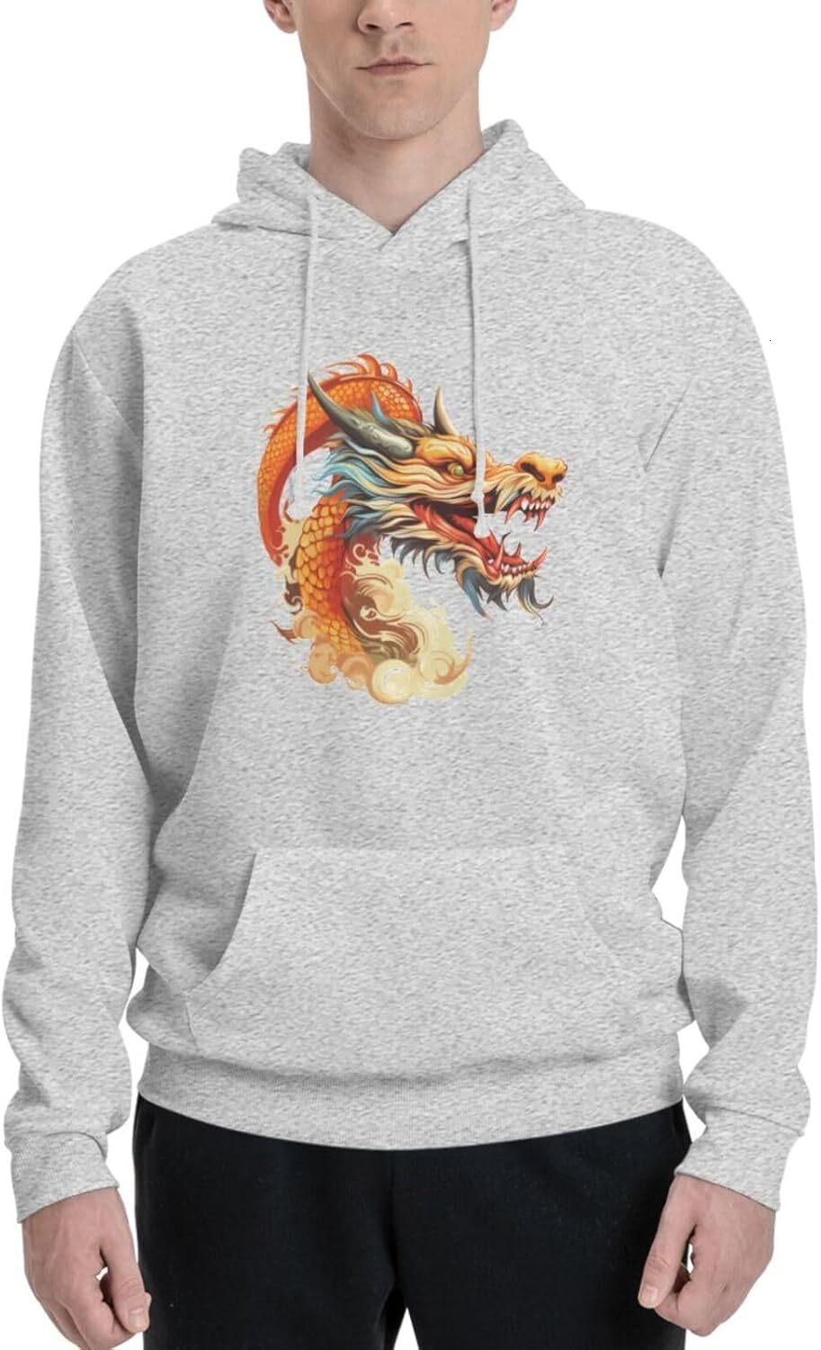 Hoodie for Mens Womens Funny Cartoon Chinese Dragon Print Hoodie for Women Men Animals Hoodies Sweatshirt Clothing Graphic