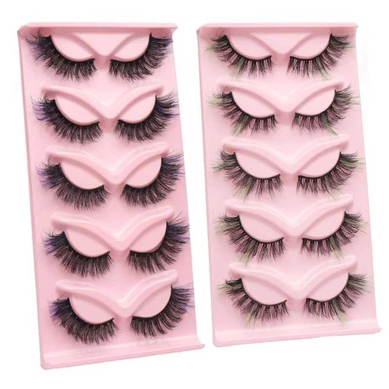 Artificial 3D mink eyelashes 2/5 pairs of natural color semi false eyelashes fluffy and soft full eyelash makeup mink false eyelashes CiliosW241024