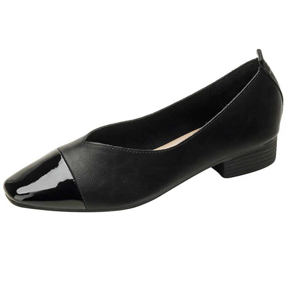 High Quality Genuine leather low heel womens shoes autumn new single shoe square toe womens shoes Zapatos Mujer T241024