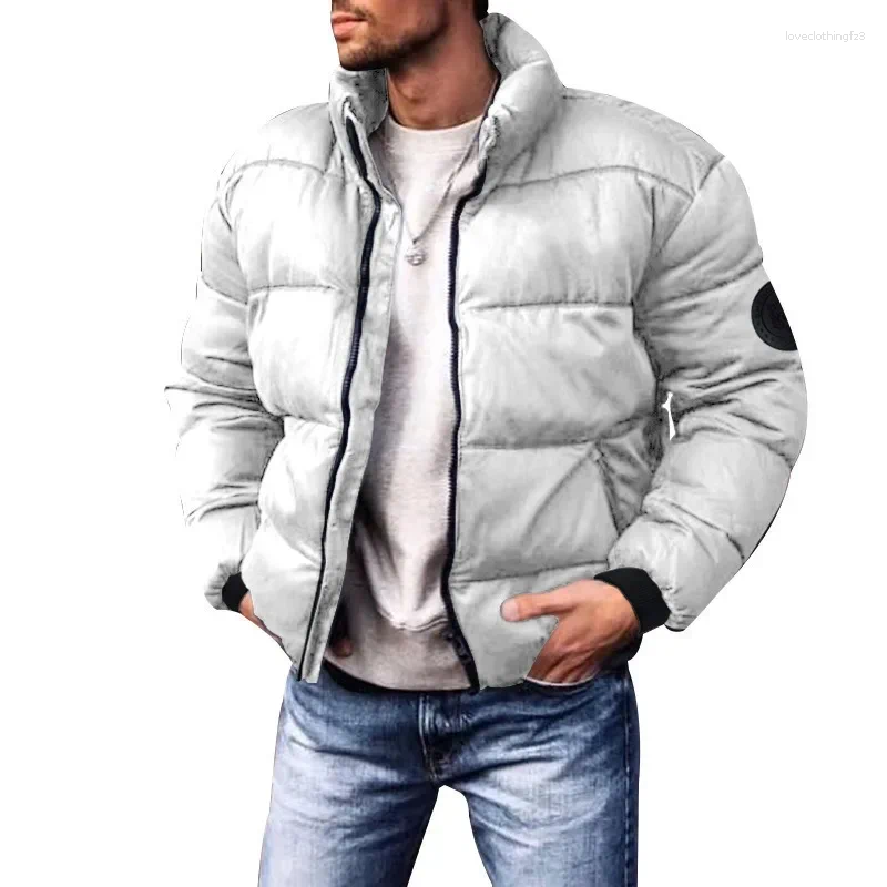 Men's Down Winter Cotton Jacket With Stand Up Collar And Casual Jacketsthick Zipper Coat Parkas
