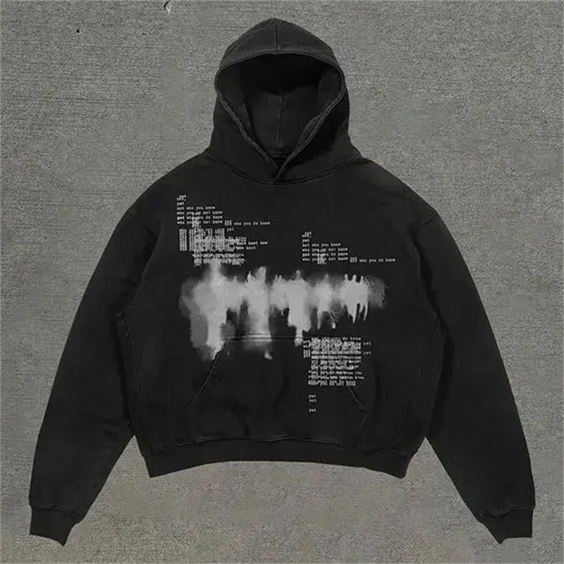 American Retro Y2K fashion pattern oversized casual hoodie mens and womens Gothic hiphop sweatshirt street wear 241010