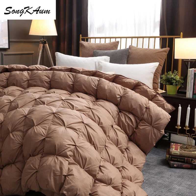 SongKAum 100% white goose/duck down comforter high-quality five-star hotel Twist Flower Duvets Comforters 100% cotton cover W241024