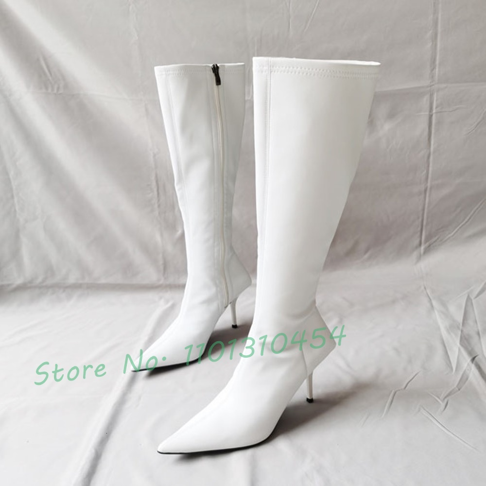 Super Pointy Knee Women New In Sexy Hot Waterproof Winter Pink Long Boots Outfit Cool High Heels Novelty Zipper Shoes