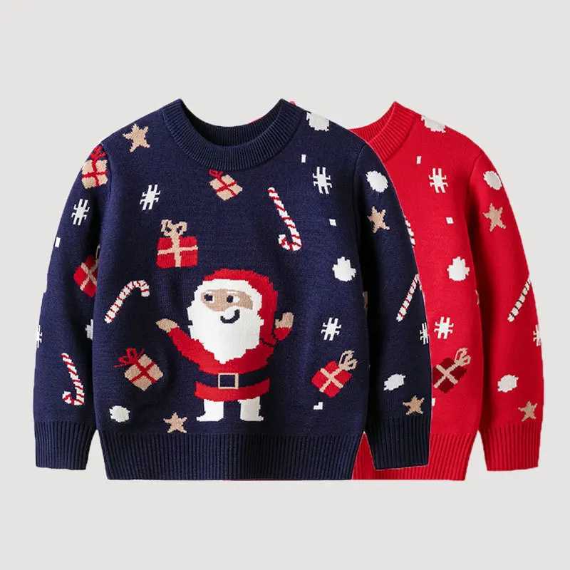 Christmas sweaters for boys and girls warm bottom zipper knit shirts childrens cotton skydiving spring and autumn cartoon jackets winter clothing 3-7Y