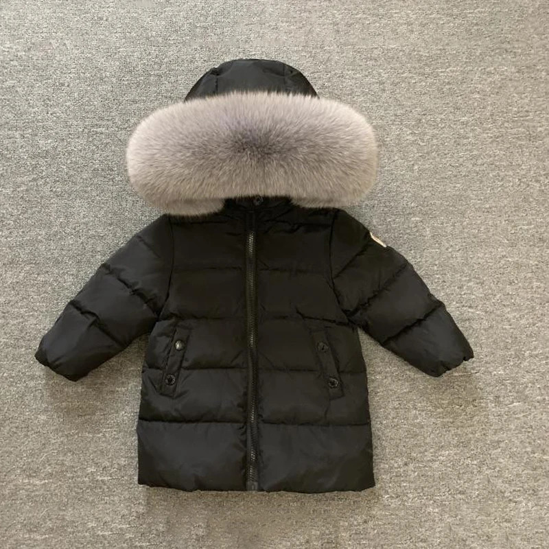hooded real fur baby coat warm girls winter coat outdoor snow coat childrens coat thick childrens windbreaker 241024