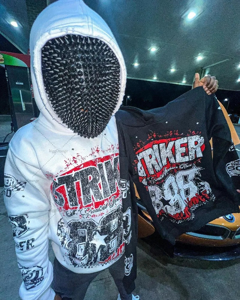 American High Street Fashion Clothing Men Y2k Gothic Punk Letter Print Pullover Hoodie Harajuku Retro Oversized Sweatshirt 241021