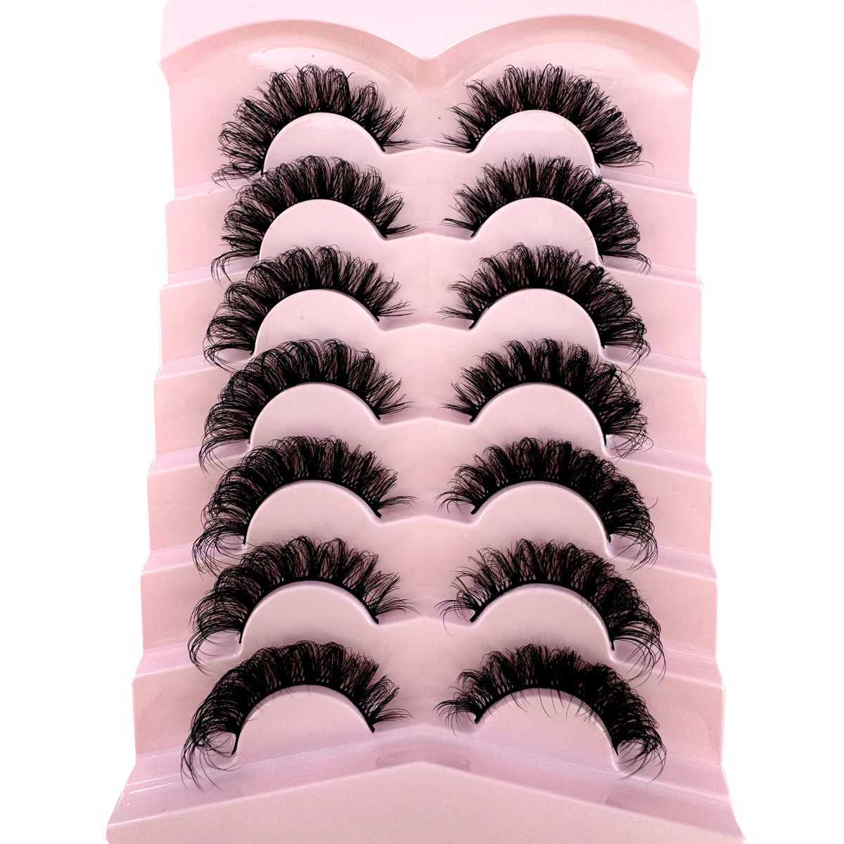 7 pairs of Russian striped eyelashes DD curly eyelash pack fluffy false eyelashesW241024