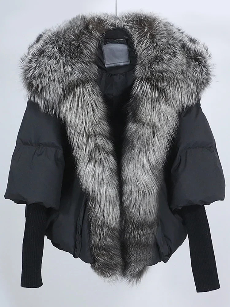 OFTUBY White Duck Down Jacket Winter Womens Warm Loose Coat Natural True Fox Fur Collar Thick Coat Fashion 241024