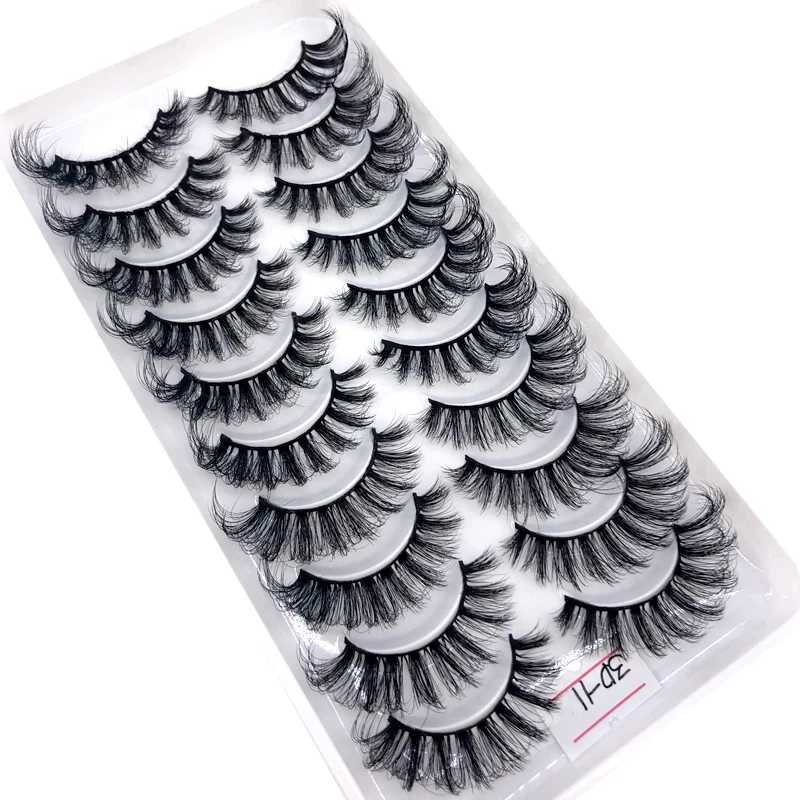 New 8/10 pairs of 100% real mink eyelashes 3D natural false eyelashes 3D mink soft eyelashes extension makeup kit CiliosW241024