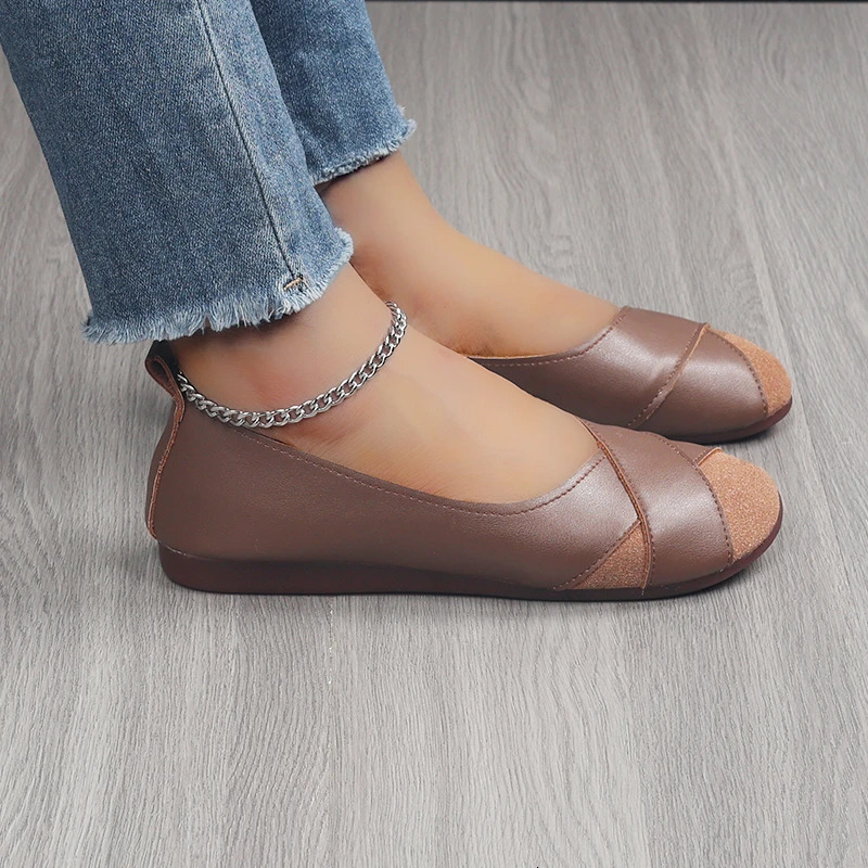 Womens flat shoes casual barefoot Moccasin womens Trendyol smooth comfortable spring elegant low boots 241024