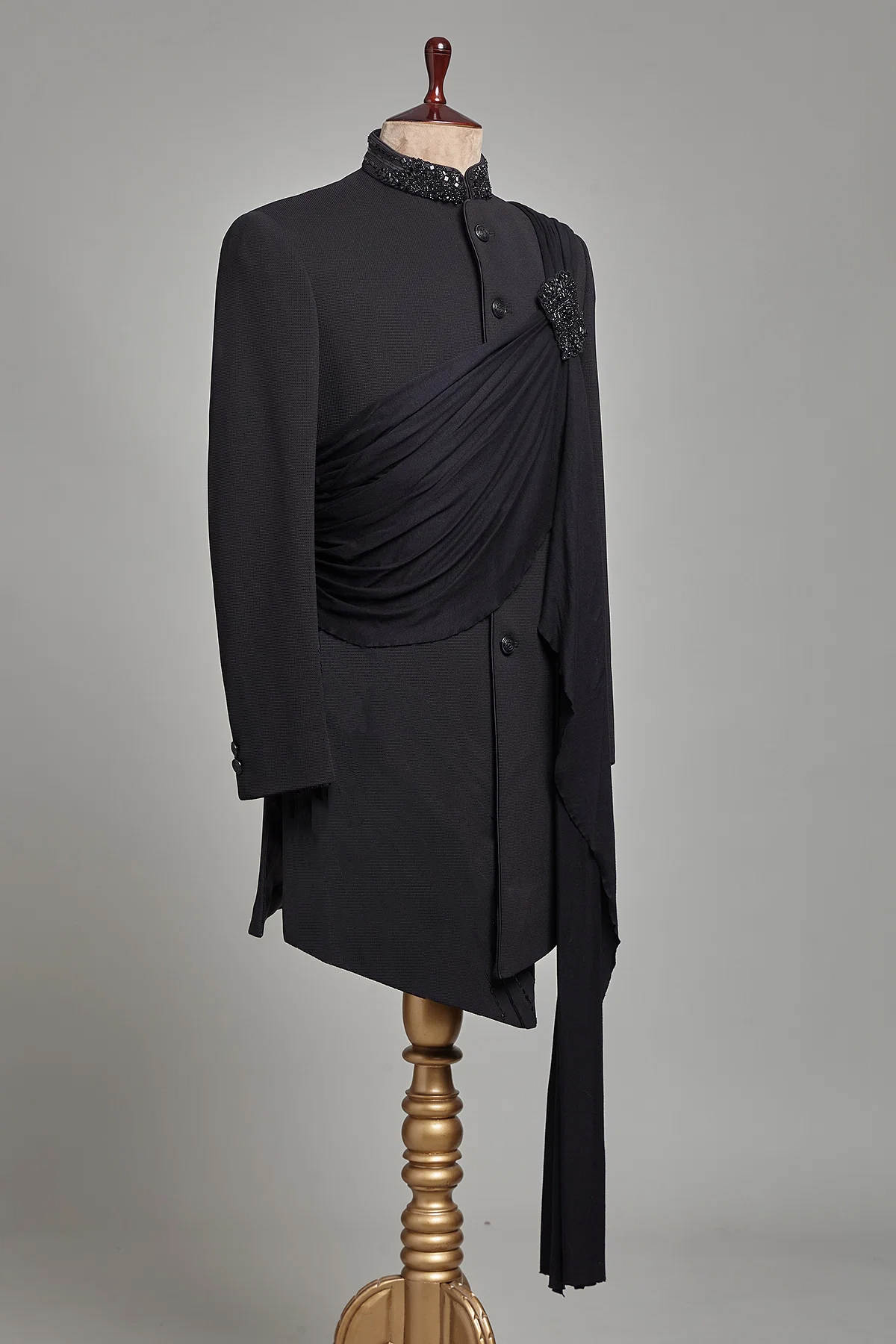 Luxury Men's Overcoat Stand Lapel Tailored Crysatl Jacket 2 Piece Set Blazer Autumn Winter Plus Size Windbreaker Custom Made Coat+Pants